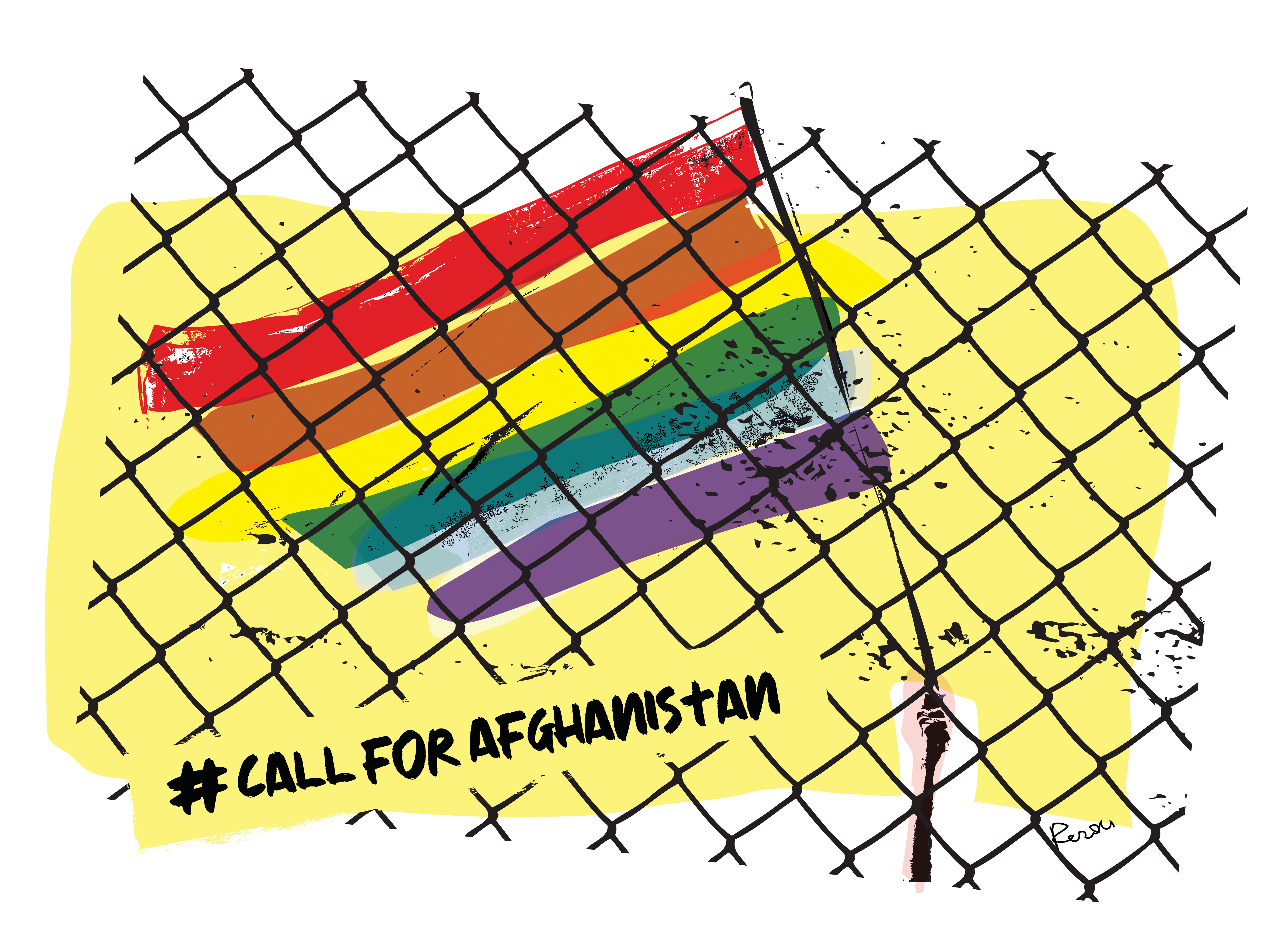 Una bandiera Arcobaleno, simbolo della comunità LGBTQI+, dietro una gabbia in attesa di volare verso la libertà