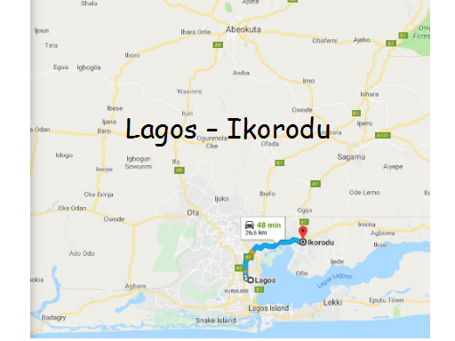 Tragitto Lagos - Ikodoru 26,5 Km 48 min