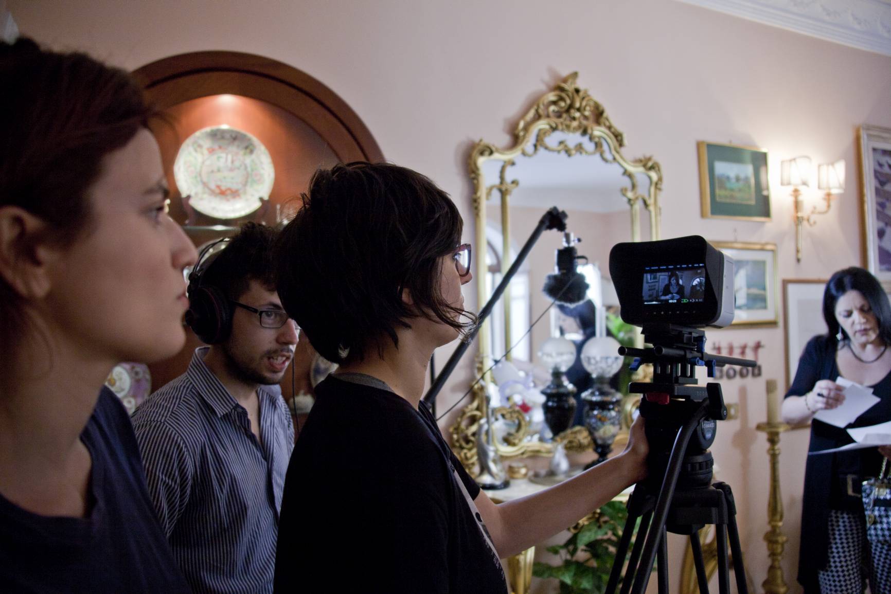 Una veduta del set del cortometraggio "Lei non esiste"