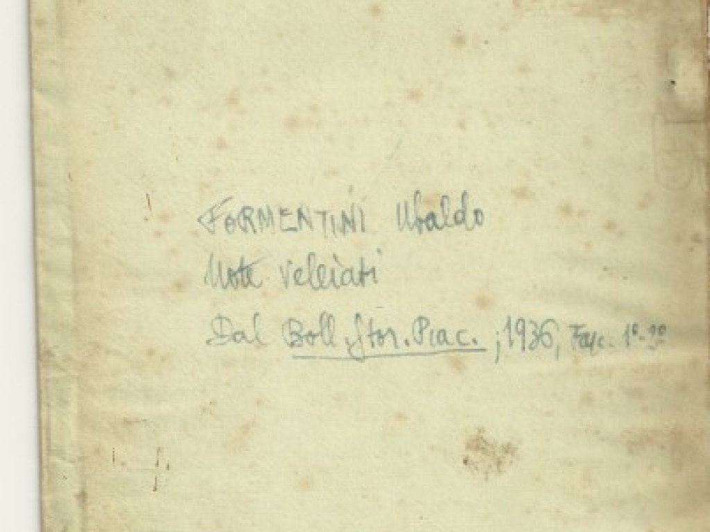 Un manoscritto ritrovato in un cassetto che tratta di Veleia, forse il Formentini? Ecco la pagina storia che deve ancora essere scritta
