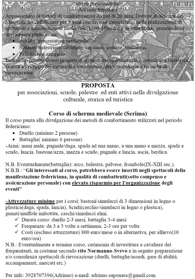 Storia Viva: Corso si scherma medievale
