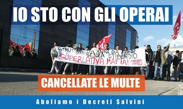 Raccolta fondi per gli operai multati a causa del Decreto Salvini!