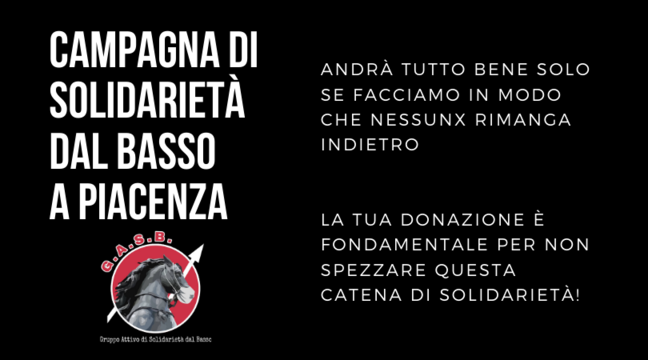 Campagna di solidarietà dal basso - Piacenza
