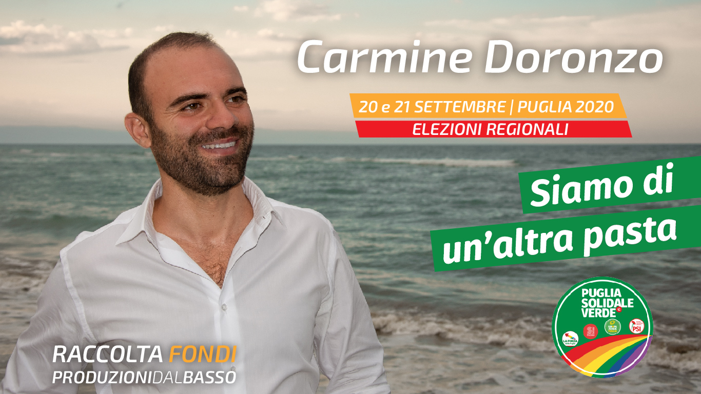 Raccolta fondi per campagna elettorale "Siamo di un'altra pasta"- Carmine Doronzo candidato al consiglio regionale della Puglia