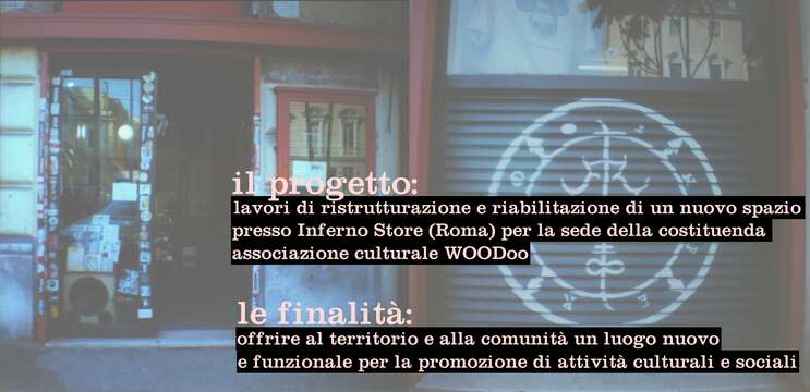 RACCOLTA FONDI PER L’APERTURA DELLO SPAZIO ASSOCIATIVO E SOCIALE “WOODOO” NEI LOCALI DI INFERNO STORE ROMA.