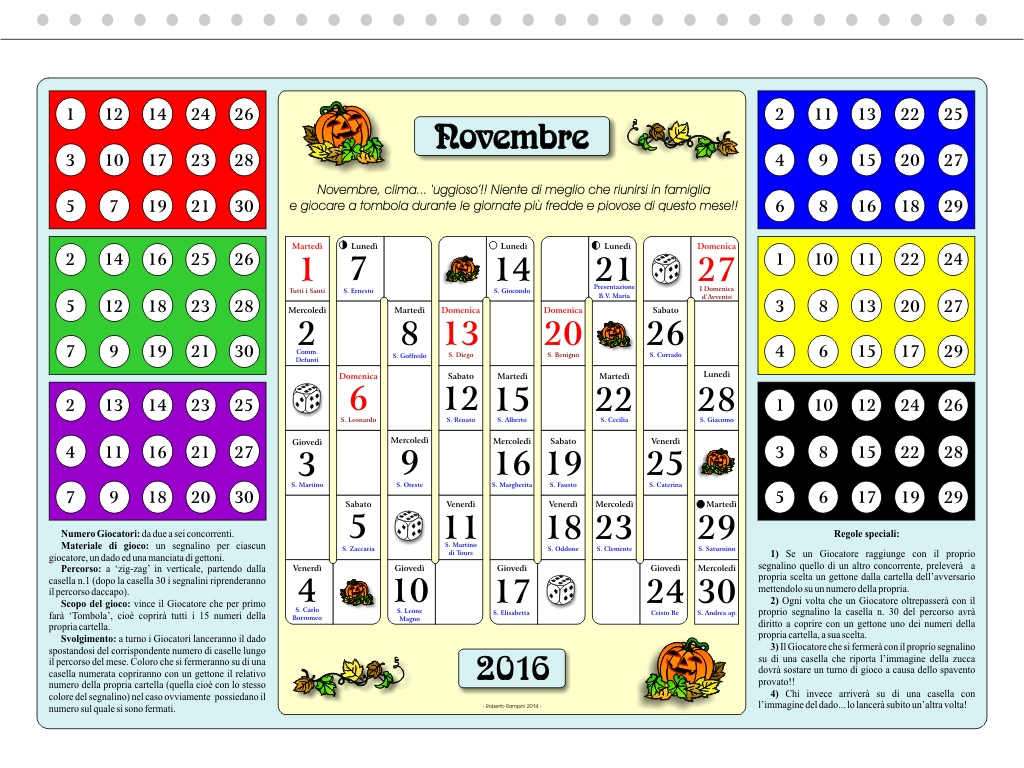 Un Calendario da parete per il 2016... tutto da giocare!!