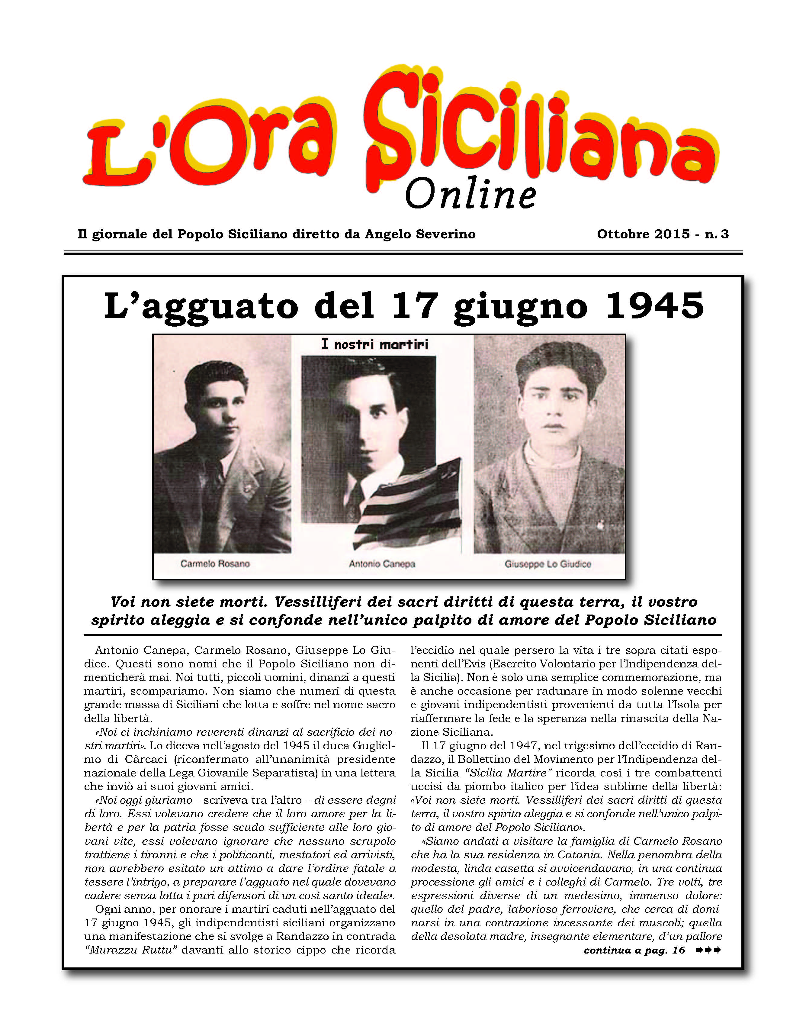 L'Ora Siciliana di Ottobre 2015